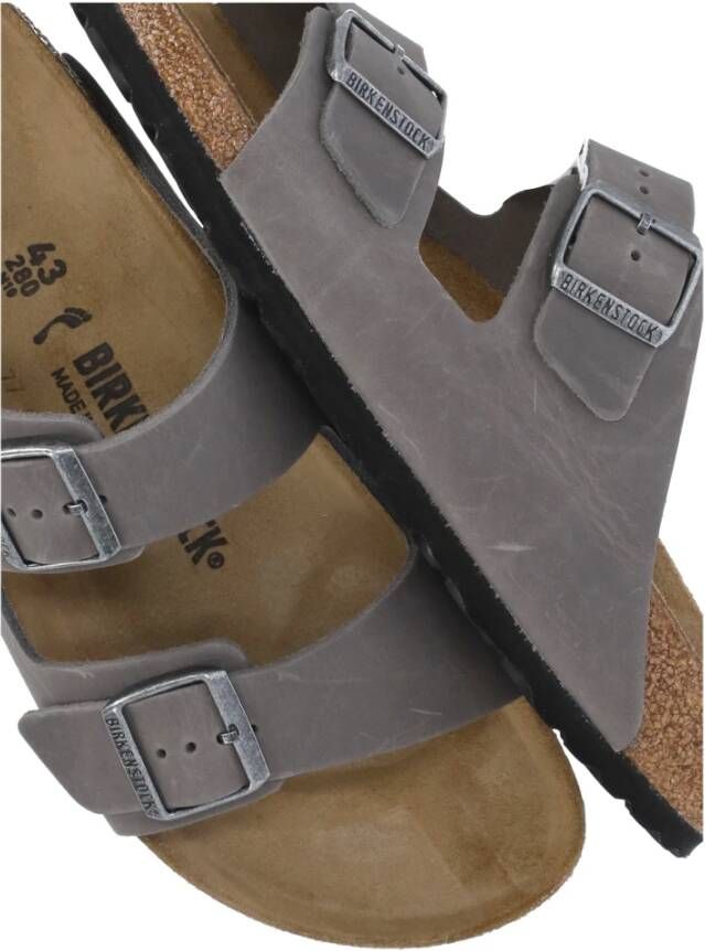 Birkenstock Leren Sandalen met Voetsluiting Gray Heren