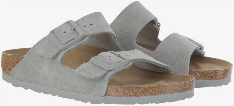 Birkenstock Grijze Suède Sandalen met Kurken Zool Gray Dames