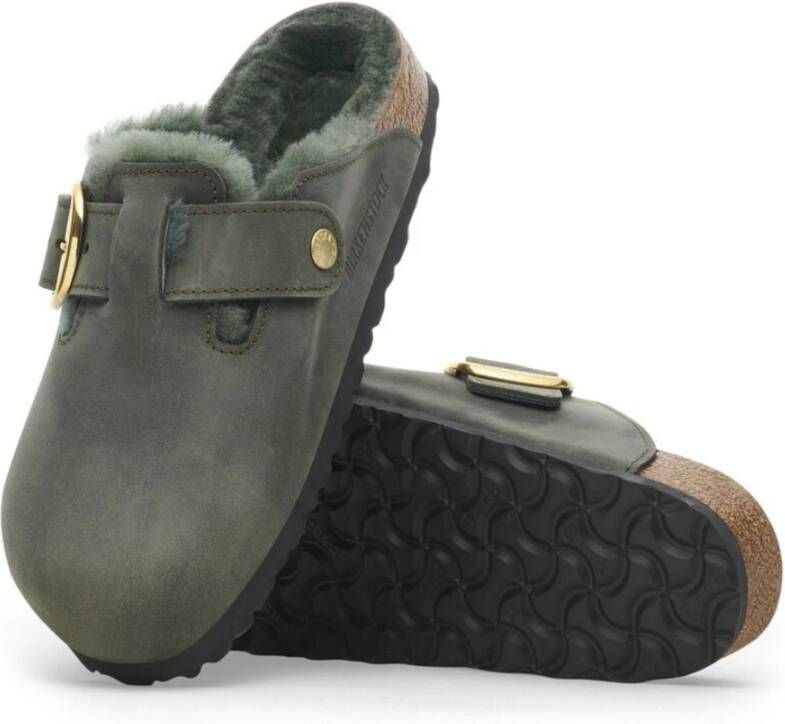 Birkenstock Groene Boston Gesp Slippers Green Dames