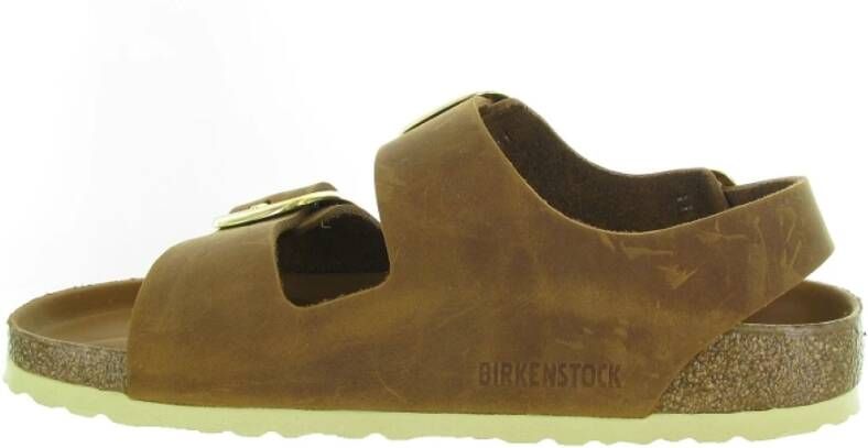 Birkenstock Grote Gesp Leren Sandalen Brown Dames