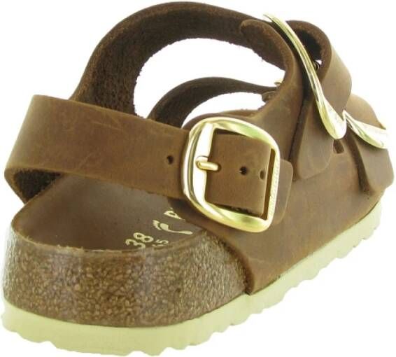 Birkenstock Grote Gesp Leren Sandalen Brown Dames