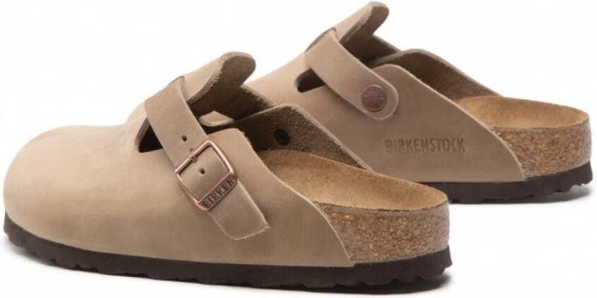 Birkenstock Habana Geolied Leren Klompen voor Dames Beige Heren