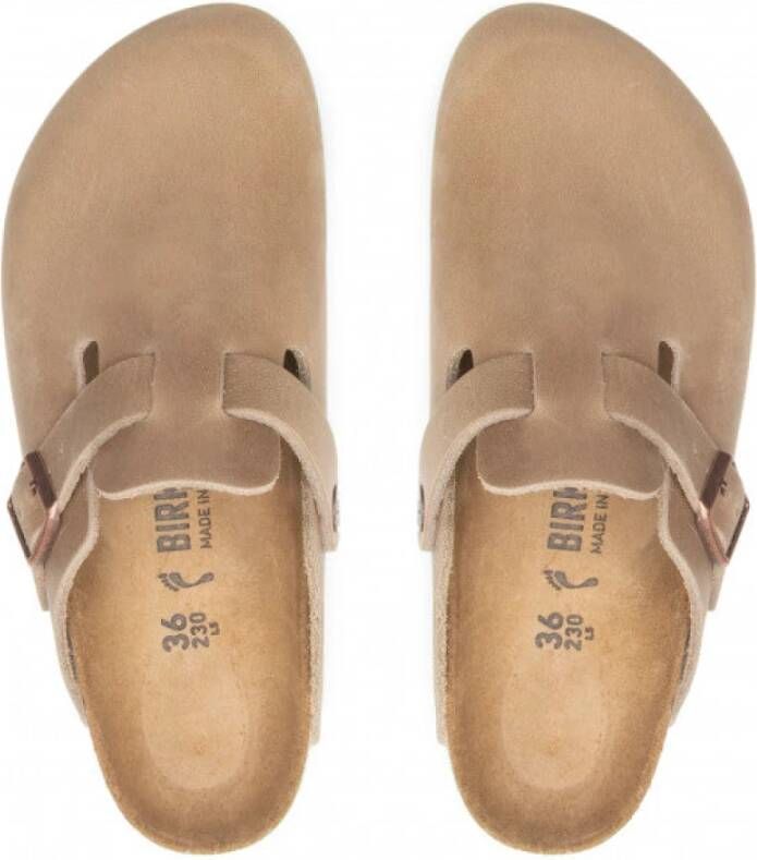 Birkenstock Habana Geolied Leren Klompen voor Dames Beige Heren