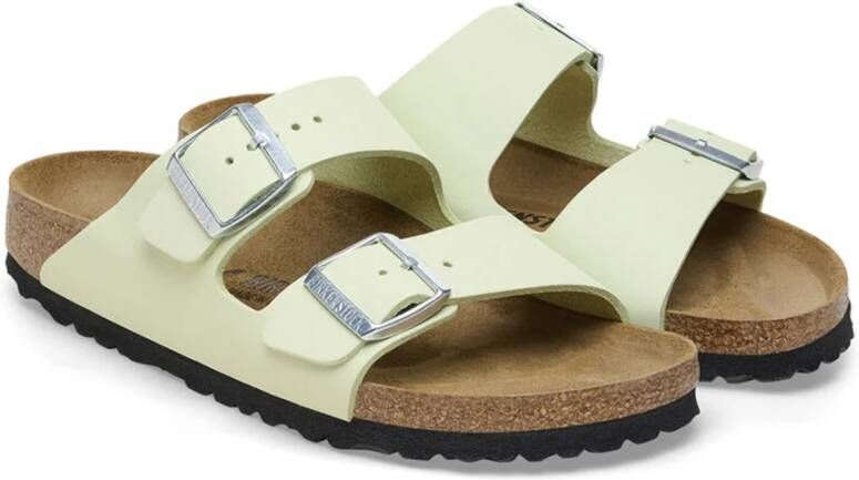 Birkenstock Klassieke kleurblok leren sandaal Green Dames