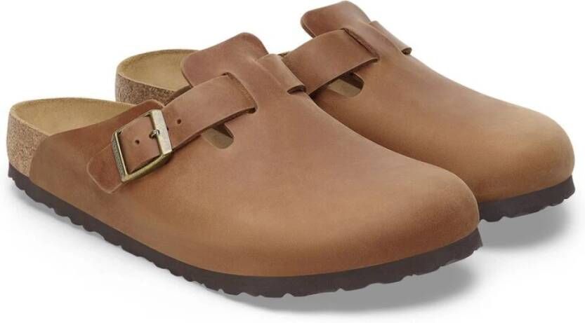 Birkenstock Klassieke Lederen Clog Brown Heren