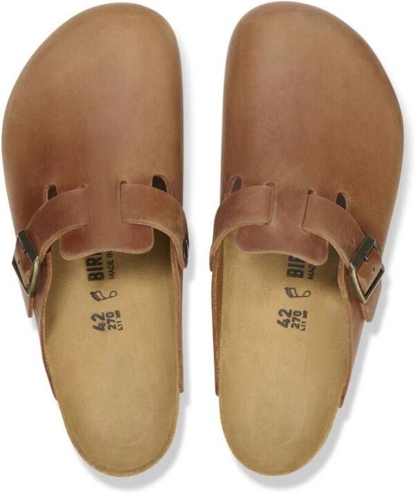 Birkenstock Klassieke Leren Klomp Schoen Brown Heren