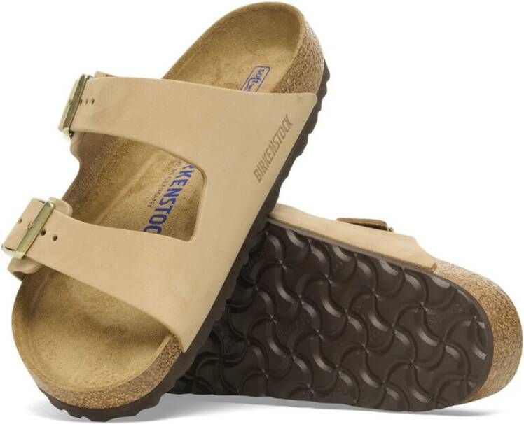 Birkenstock Klassieke Leren Sandaal Beige Dames