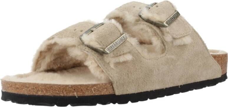 Birkenstock Klassieke Slide Sandalen in Zwart Beige Dames