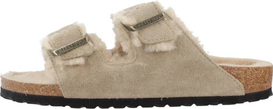 Birkenstock Klassieke Slide Sandalen in Zwart Beige Dames