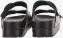 Birkenstock Zwarte Leren Sliders Ronde Neus Sandalen Black - Thumbnail 4