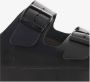 Birkenstock Zwarte Leren Sliders Ronde Neus Sandalen Black - Thumbnail 5