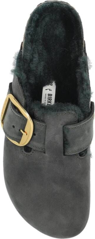 Birkenstock Klompen Boston Big Buckle Shearling Green Dames