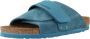 Birkenstock Kyoto Nubuck Suede Leather Sliders Blue Dames - Thumbnail 2