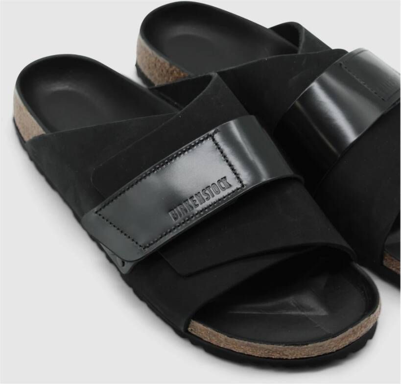 Birkenstock Kyoto Sandalen Zwart Velours Leer Black Dames