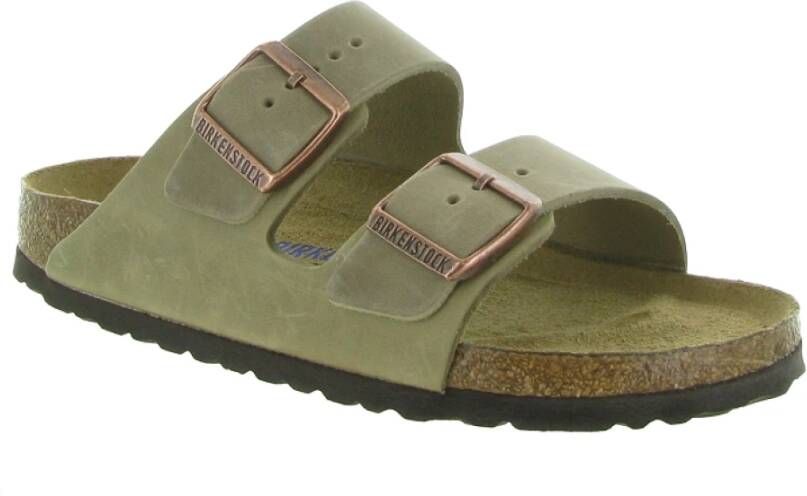 Birkenstock Leren Arizona Sandalen Green Dames