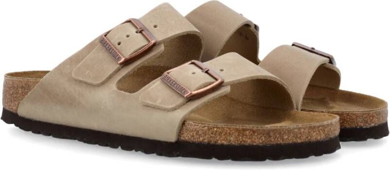 Birkenstock Leren Arizona Sandalen met Verstelbare Banden Brown Heren