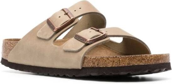 Birkenstock Leren Arizona Sandalen Open Teen Beige Heren