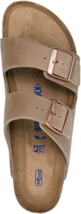 Birkenstock Leren Arizona Sandalen Open Teen Beige Heren