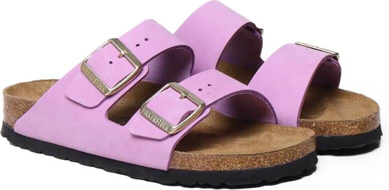 Birkenstock Leren Gesp Sandalen Crocus Kleur Purple Dames