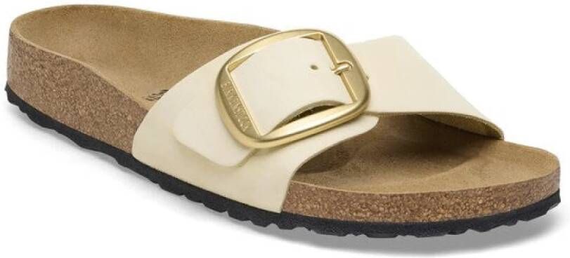 Birkenstock Elegante Big Buckle Nubuck Leren Sandaal Beige Dames