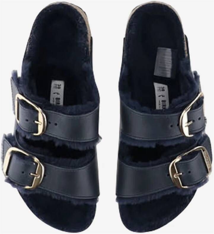 Birkenstock Midnight Leren Sandalen met Gouden Banden Blue Dames