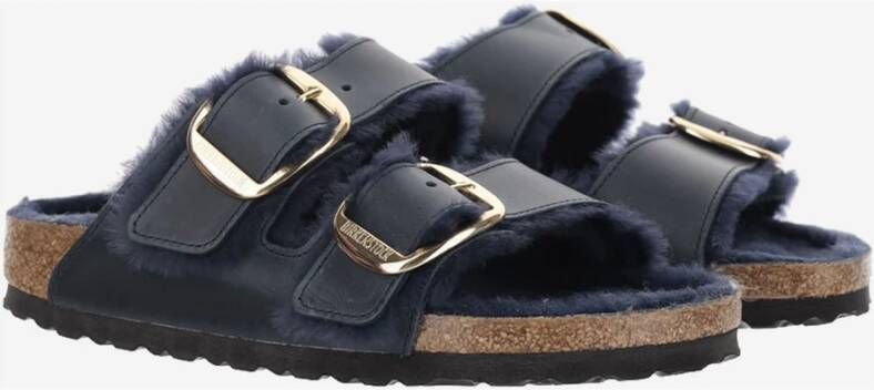 Birkenstock Midnight Leren Sandalen met Gouden Banden Blue Dames