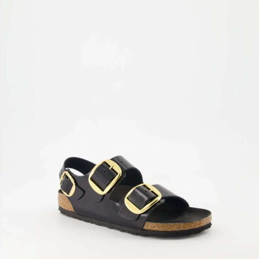 Birkenstock Milano Sandalen met Grote Gesp Black Dames