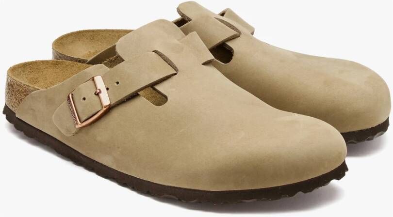 Birkenstock Natuurlijk Leren Klompen in Bruin Brown Dames