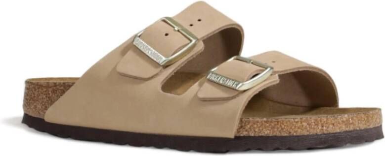 Birkenstock Nubuck Leren Dames Sandalen Beige Dames