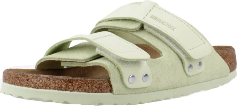 Birkenstock Nubuck Suede Leren Sliders Green Dames