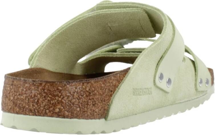 Birkenstock Nubuck Suede Leren Sliders Green Dames