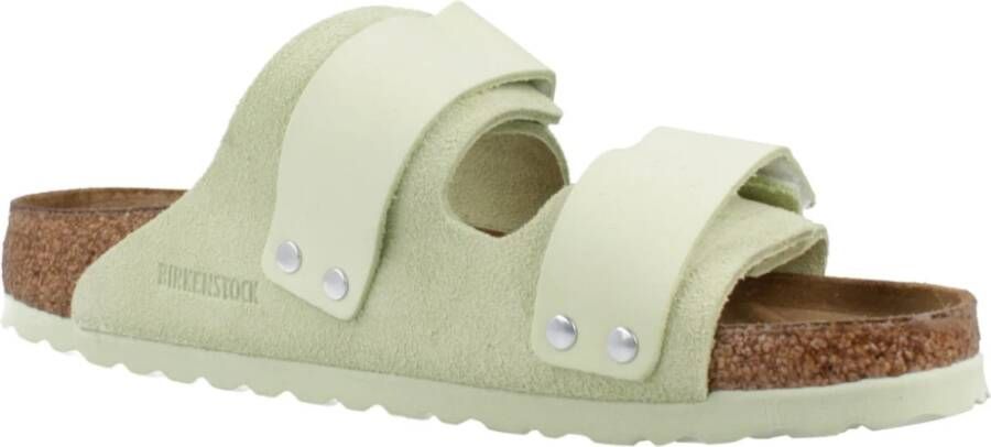 Birkenstock Nubuck Suede Leren Sliders Green Dames