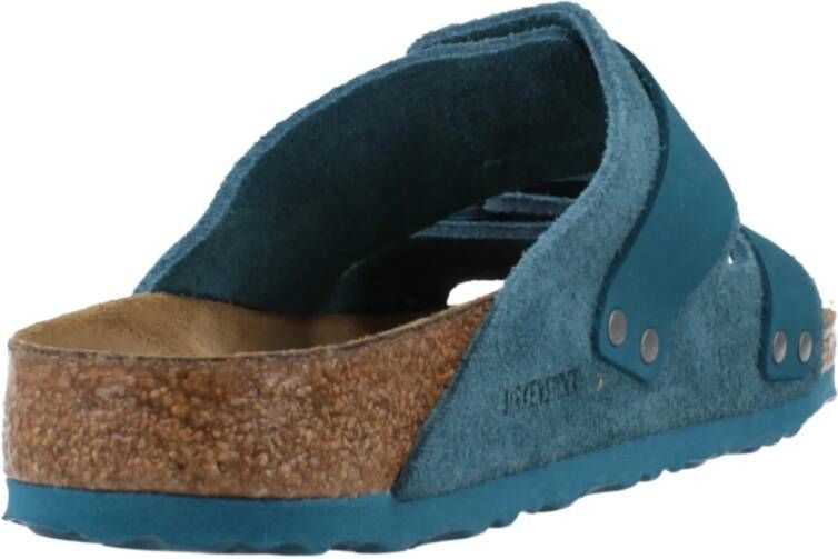 Birkenstock Nubuck Suede Leren Slippers Blue Heren