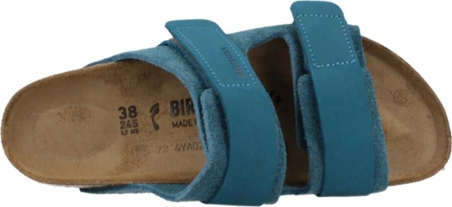 Birkenstock Nubuck Suede Leren Slippers Blue Heren