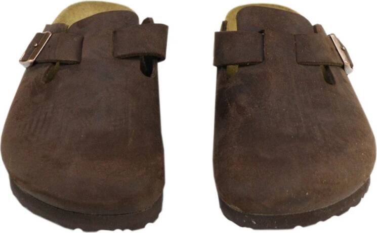 Birkenstock Oiled lederen klomp met zijgesp Brown Dames