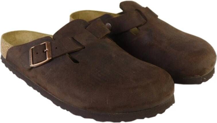 Birkenstock Oiled lederen klomp met zijgesp Brown Dames