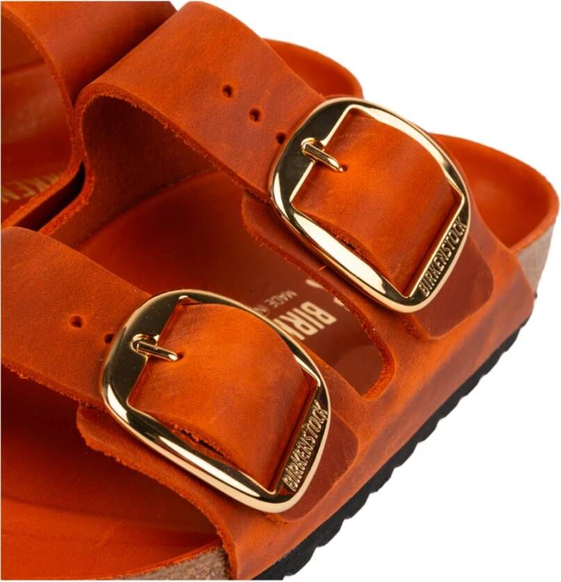 Birkenstock Oranje Leren Big Buckle Sandaal Orange Dames