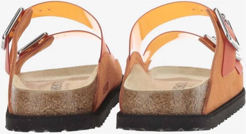 Birkenstock Oranje Sandalen met Suède Rand Kurk Zool Orange Dames