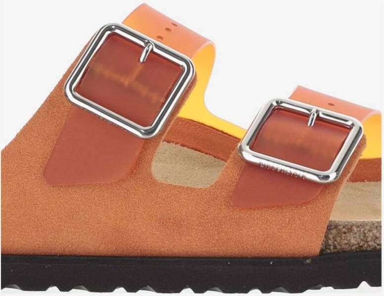 Birkenstock Oranje Sandalen met Suède Rand Kurk Zool Orange Dames