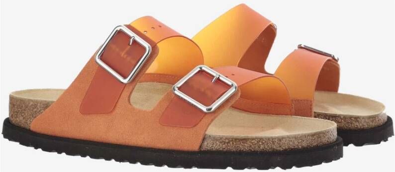 Birkenstock Oranje Sandalen met Suède Rand Kurk Zool Orange Heren