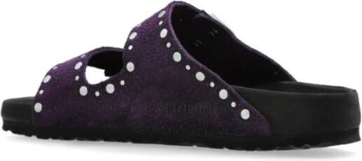 Birkenstock Paarse Suède Dubbele Gesp Sandalen Purple Dames