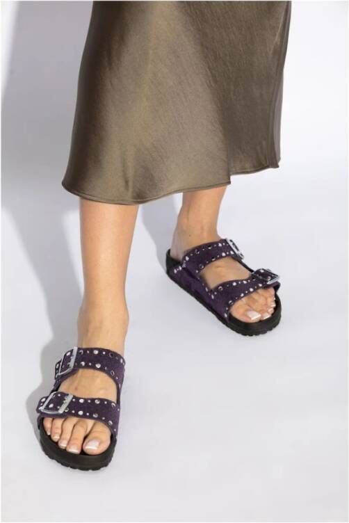 Birkenstock Paarse Suède Instap Sandalen Purple Dames