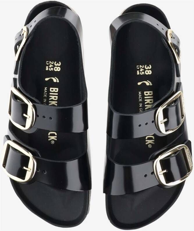 Birkenstock Patentleren Open-Teen Sandalen met Kurkzool Black Dames