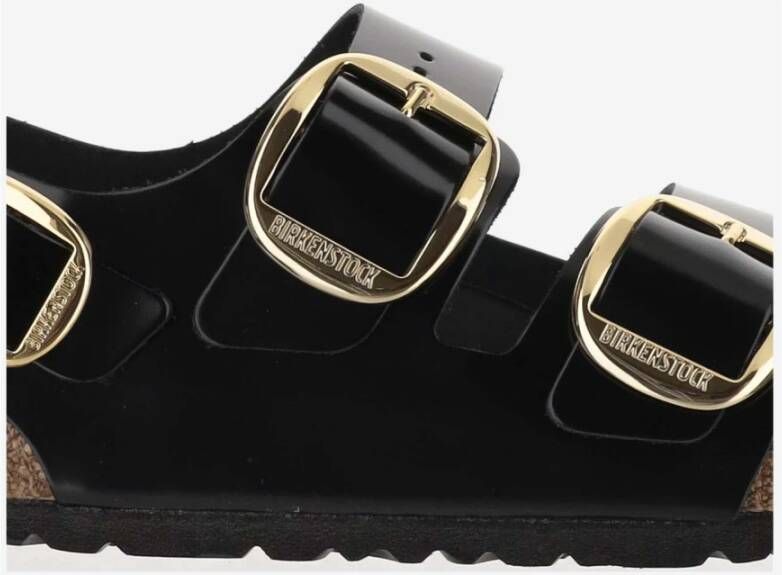 Birkenstock Patentleren Open-Teen Sandalen met Kurkzool Black Dames