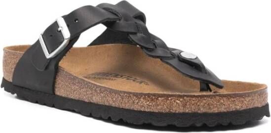 Birkenstock Zwarte Gizeh Open Teen Sandalen Zwart Dames