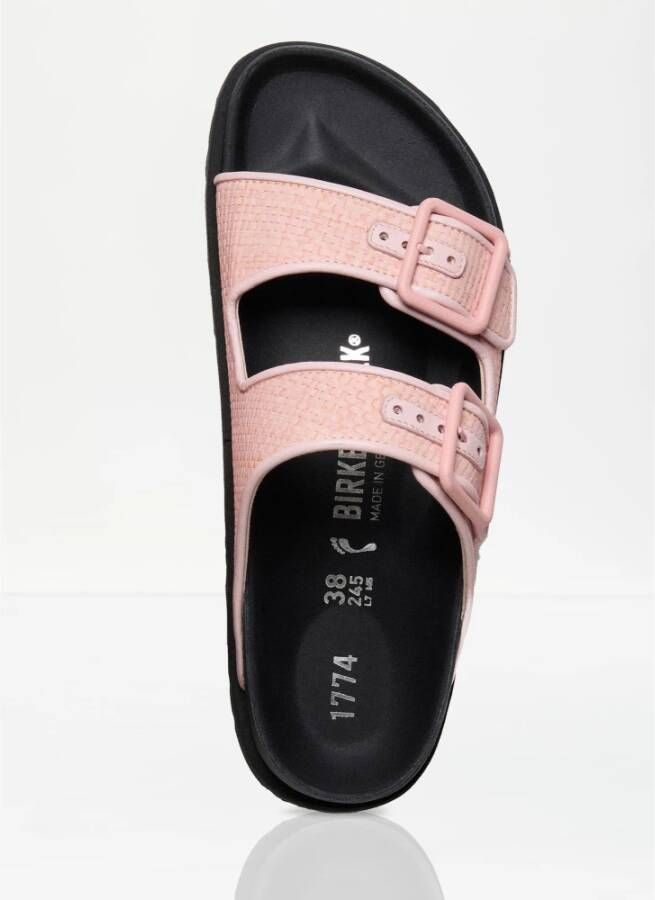 Birkenstock Raffia Luxe Sandalen met Logo Plaque Pink Dames