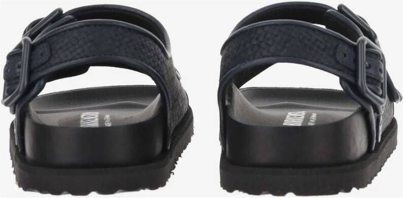 Birkenstock Raffia Sandalen met Leren Rand Blue Dames