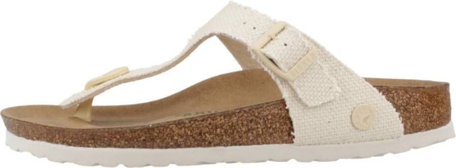 Birkenstock Rivet Logo Textiel Flip Flops Beige Dames