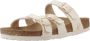 Birkenstock Rivet Logo Textiel Slide Sandalen Beige Dames - Thumbnail 2