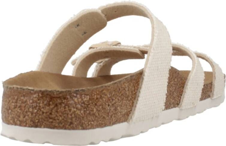 Birkenstock Rivet Logo Textiel Slide Sandalen Beige Dames